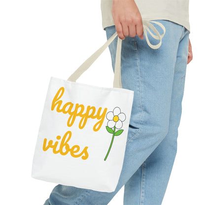 Happy Vibes Floral Tote Bag – Perfect for Sunshine Lovers & Everyday Joy