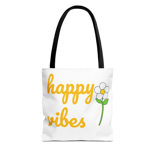 Happy Vibes Floral Tote Bag – Perfect for Sunshine Lovers & Everyday Joy